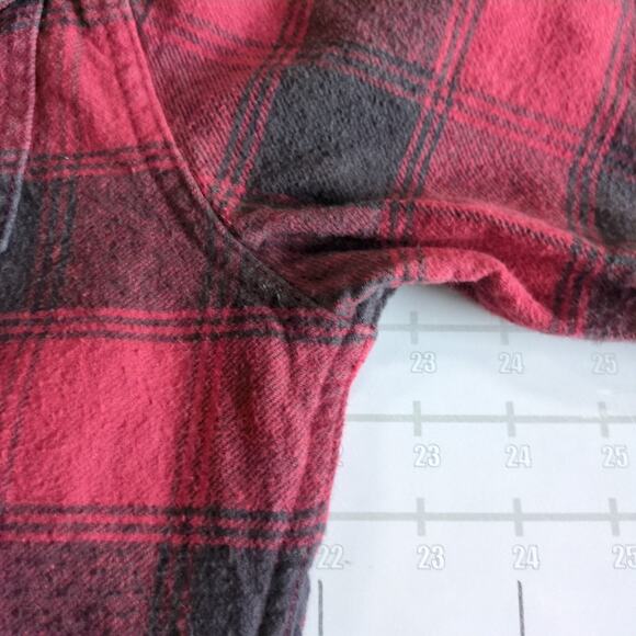 JACHS Crop Flannel Shirt Mens M Red Plaid Button Down Grunge Retro Y2K - Picture 6 of 7